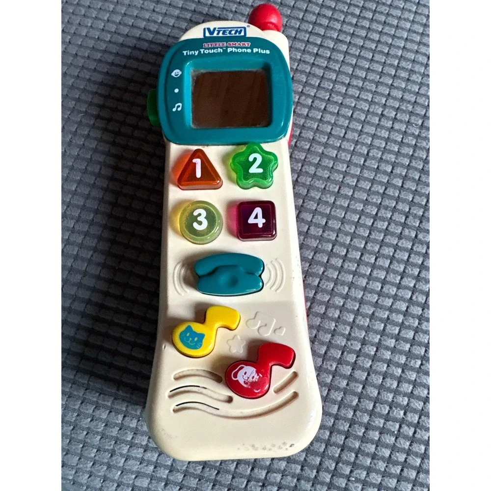 VTech Little Smart Tiny Touch Phone Plus Vintage Red Cream Toddler Toy Light Up